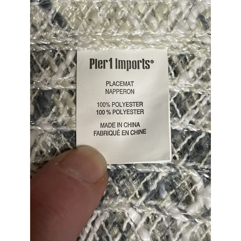 Pier One Imports Round Woven Mesa Napperon Colorful Blue Gray Placemats Set of 6